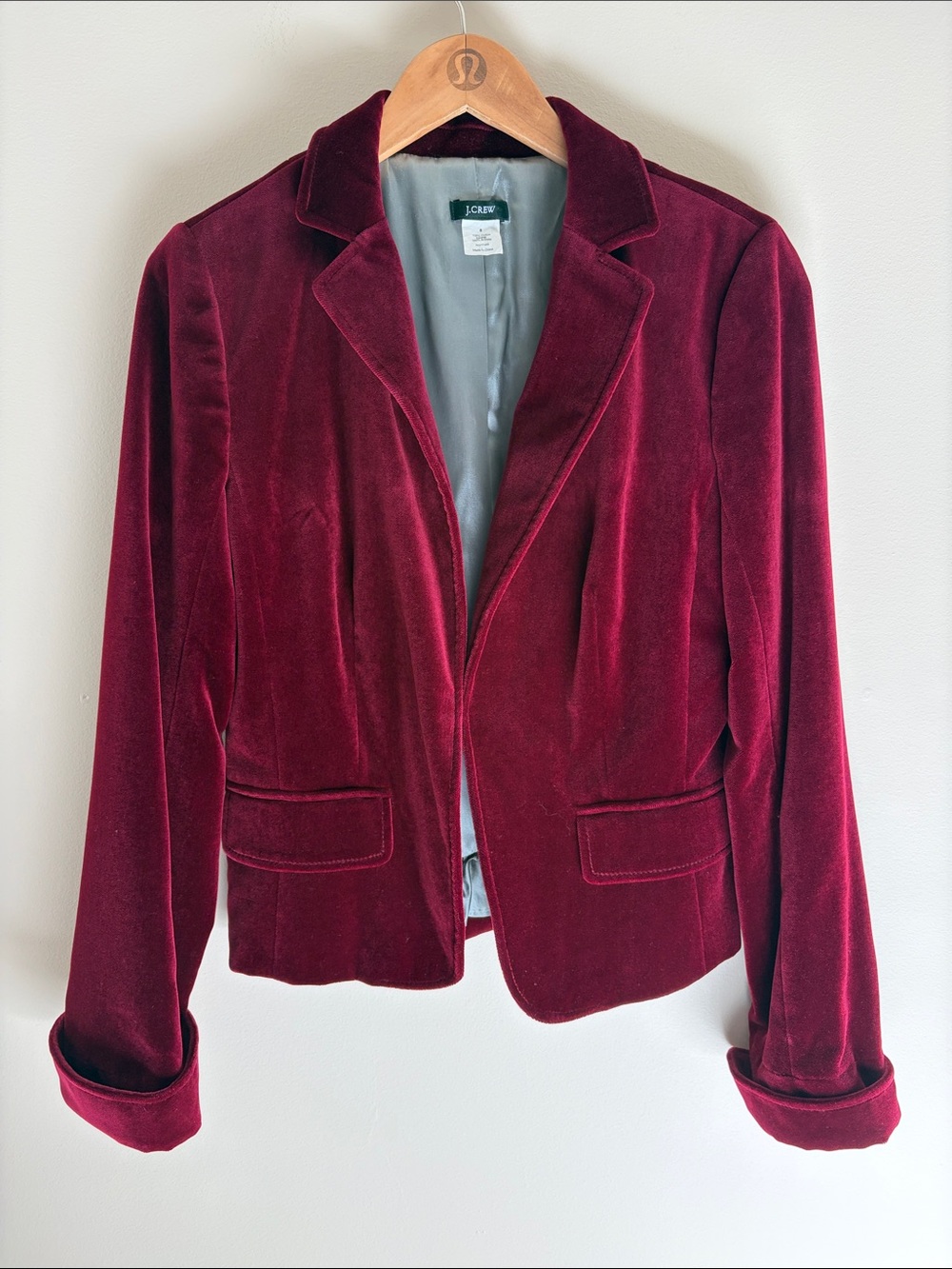 Vintage J. Crew Ecole Velvet Schoolboy Blazer Cranberry Size 8